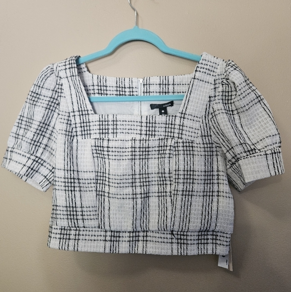 NWT Aqua Women's Size S Tweed Crop Top